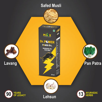 Max Ayurveda Dr Power Natural Herbal Massage Oil For Men - (20ml)