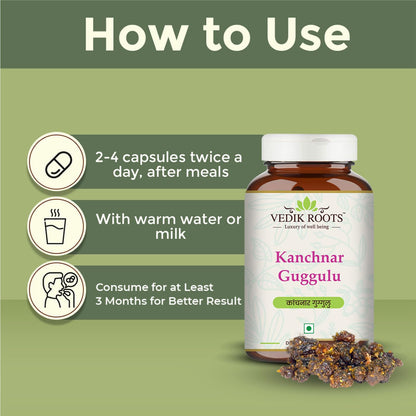 Kanchnar Guggulu - Ayurvedic Supplement For Thyroid | Hormonal Balance For Women | Reduces Joint and Muscles pain | For Swollen Lymph Nodes | 60 Tablets (Pack of 1)