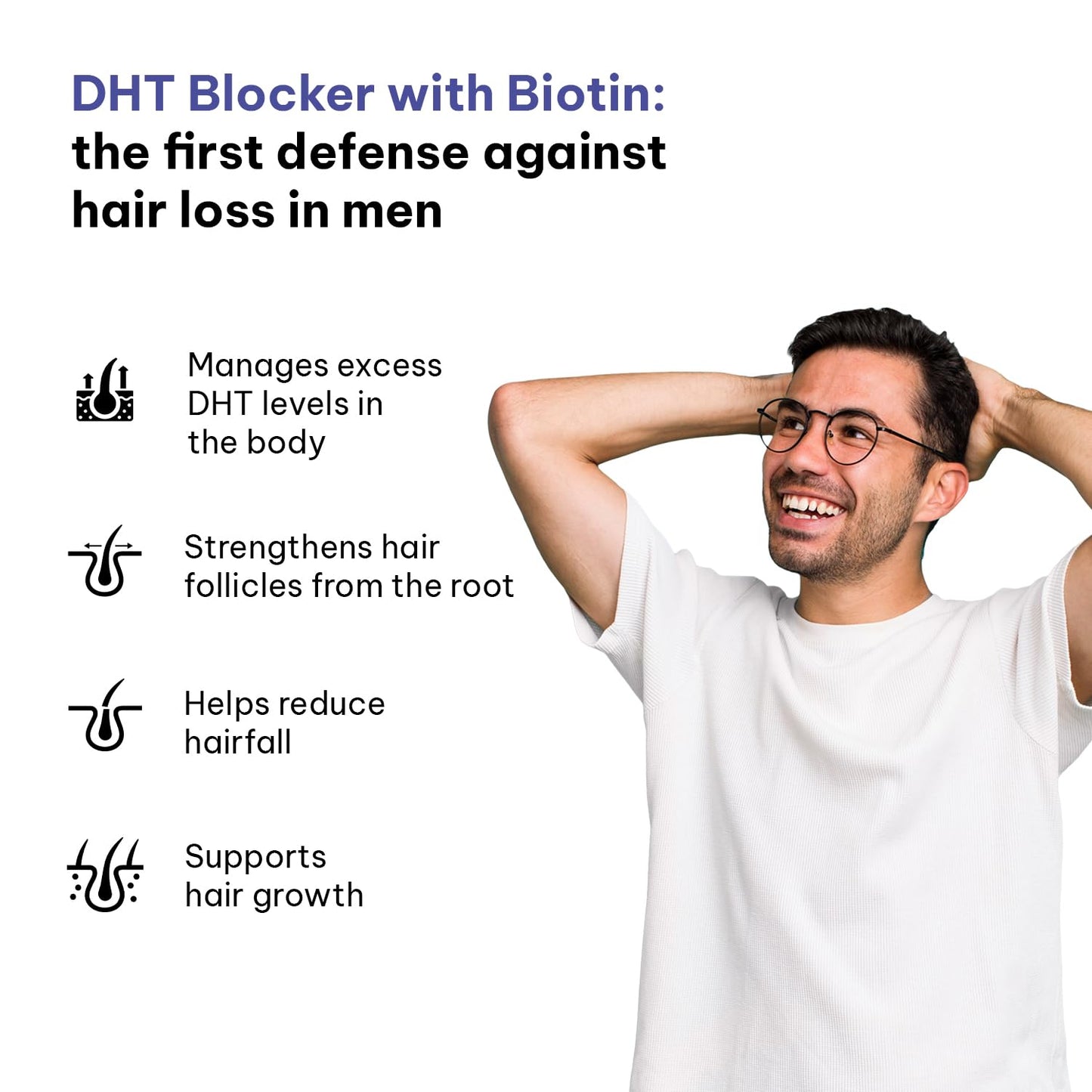 HealthKart hk vitals DHT Blocker with Biotin (60 Tablets) | Stinging Nettle and Soya Protein | Helps Reduce Hair Fall, Stimulates Hair Growth