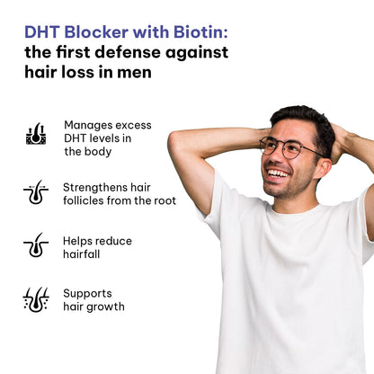 HealthKart hk vitals DHT Blocker with Biotin (60 Tablets) | Stinging Nettle and Soya Protein | Helps Reduce Hair Fall, Stimulates Hair Growth