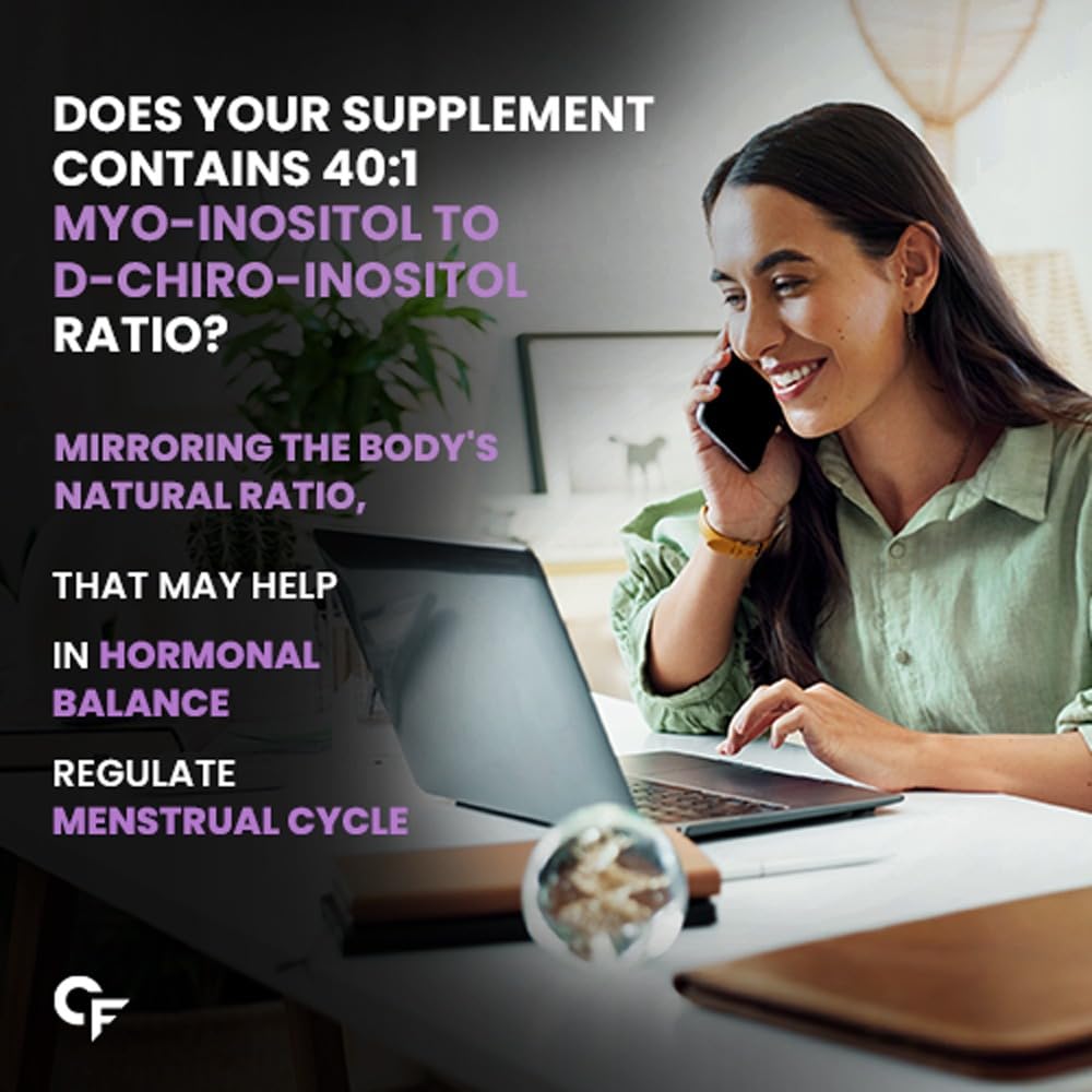 Carbamide Forte PCOS Supplement For Women - 40:1 Ratio 2000mg Myo-Inositol to D-Chiro-Inositol Supplement for PCOS - 60 Veg Inositol Tablets