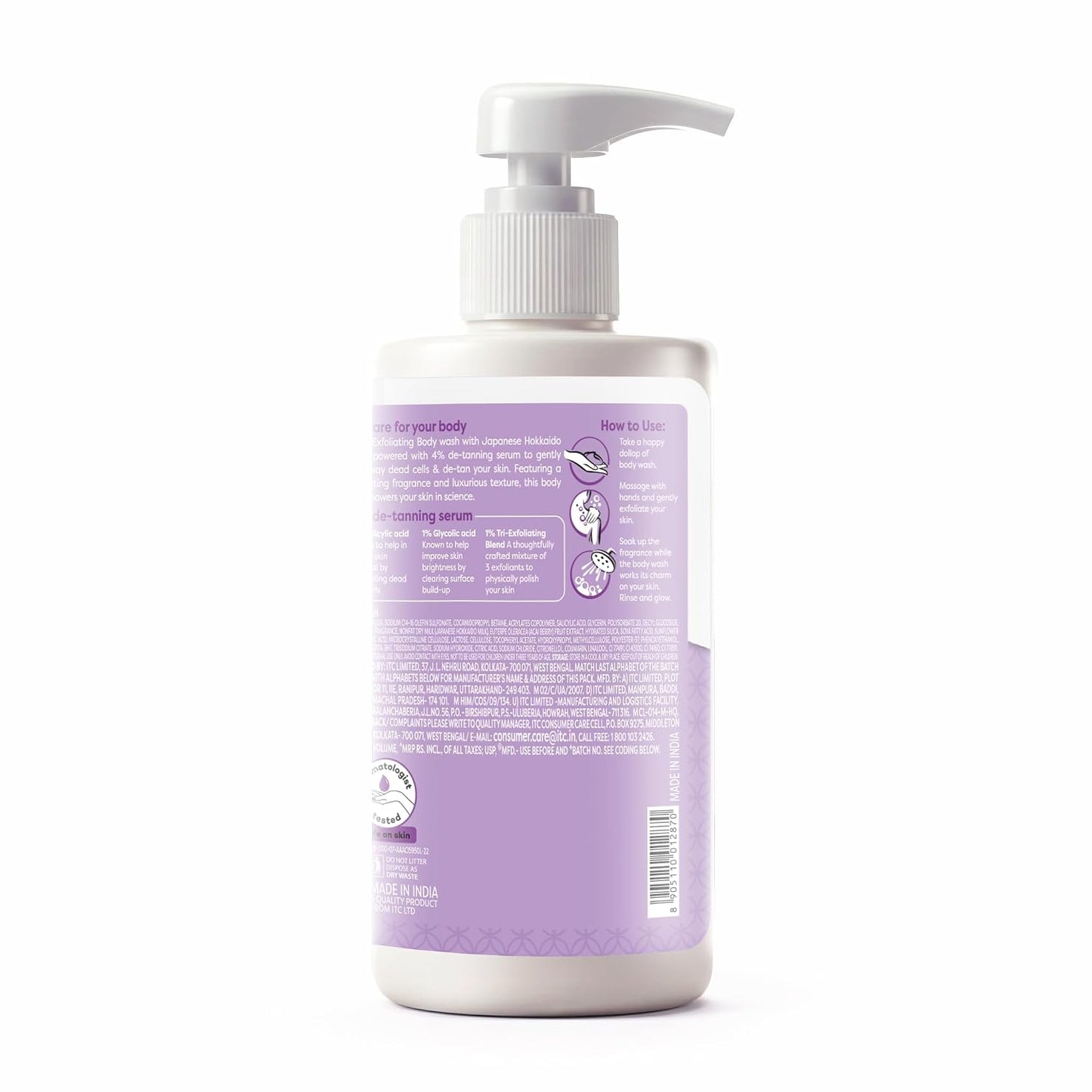 Fiama 4% Detan Serum Exfoliating Body Wash 250ml, 2% Salicylic Acid, 1% Glycolic Acid, 1% Exfoliating Tan Removal Shower Gel, Gently removes dead skin | Exotic Japanese Hokkaido Milk, Punchy Grapefruit Fragrance