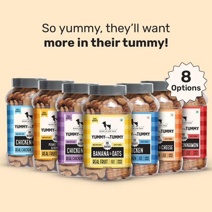 Yummy in My Tummy by HUFT Banana & Peanut Butter Dog Biscuits – 800 gm | Crunchy & Healthy Treats for Dogs | High-Protein Snack | Ideal Training Treat | Suitable for All Life Stages & Breeds Dogs