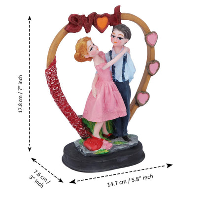 Love Couple Home Decorative Showpiece, Couple on Heart Sculpture Figurine Gift for Home Decor, Table Top, Couple, (5.8x3x7 Inches)