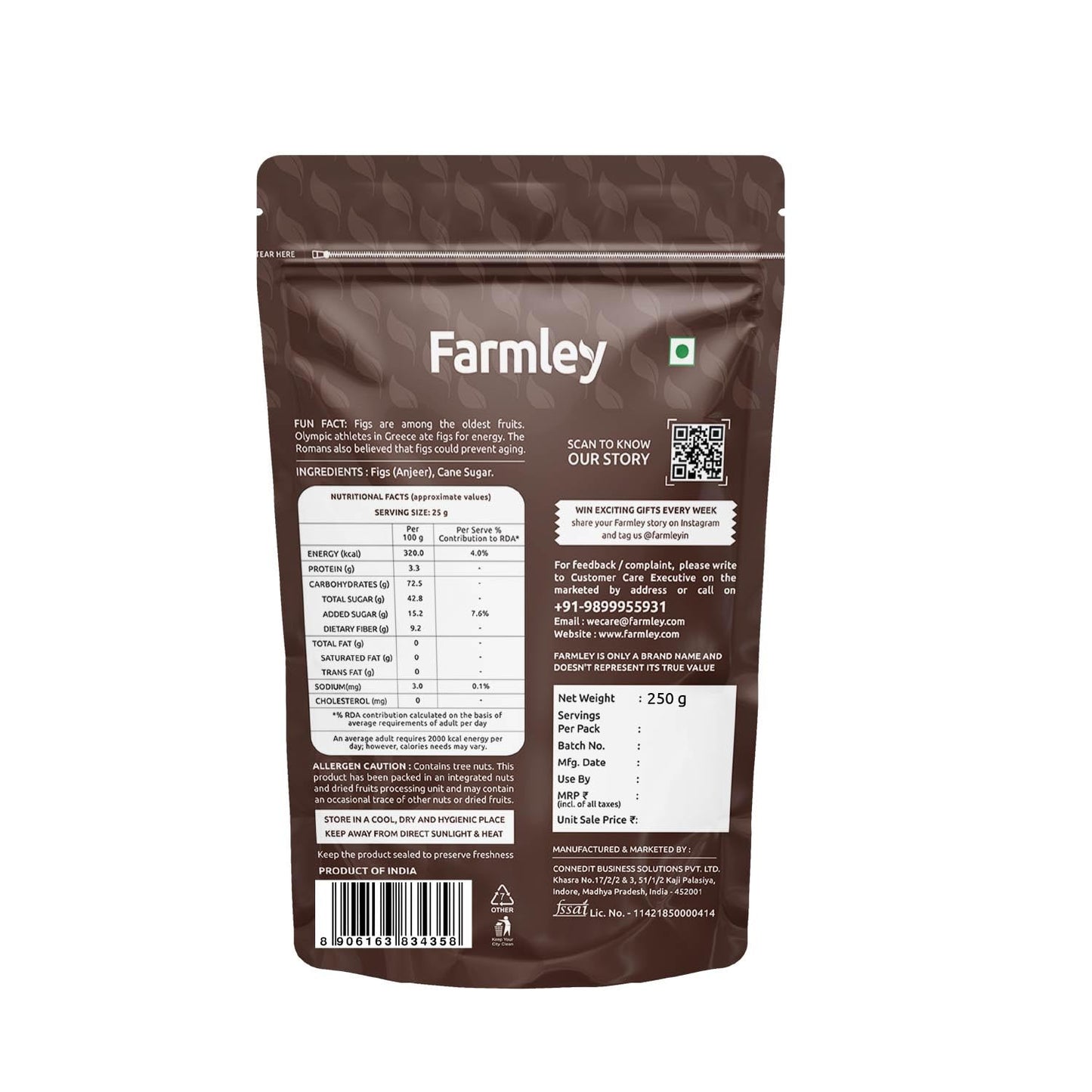 Farmley Anjeer/Figs 250g | Afghani Anjeer I Low in Fat | Healthy Snack I Rich Source of Vitamins Dietary Fiber (Pack of 1)