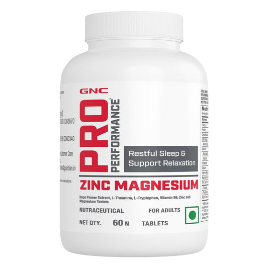 Zephivo GNC Pro Performance Zinc Magnesium Amino Complex | 60 Tablets | Promotes Restful Sleep | Relieves Stress | Boosts Immunity | Calms Nerves | Contains Vitamin B6 & Hops Flower Extract | USA Formulated