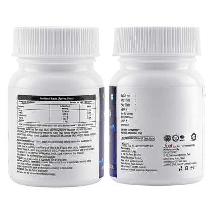 Suplee Melatonin 1 mg (60 Tablets) | For Deep Sleep Support | Non-Habit Forming | Helps Regulate Sleep-Wake Cycle