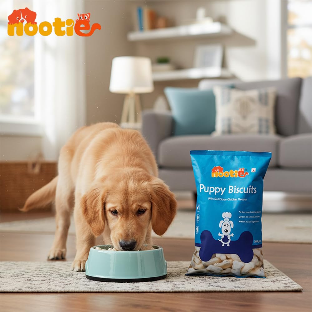 Nootie Puppies Biscuits with Milk & Cheese Flavour for Puppies and Yound Adults Protein-Rich, Highly Digestible, and Nutrient-Dense Dog Treats, Breeds & Sizes - 900g