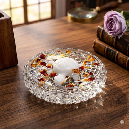 SAUDEEP INDIA Vastu Feng Shui White Marble Tortoise with Lead-Free Crystal Plate for Good Luck, Career Growth & Wealth – Decorative Turtle Figurine for Home, Office & Gifting (12cm Crystal Plate)