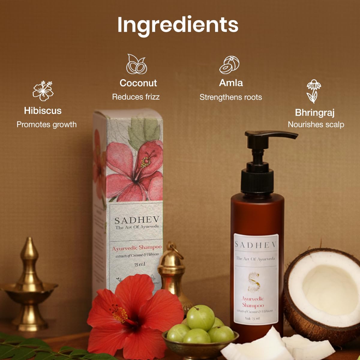 Sadhev Hibiscus Organic Natural Hair Shampoo With Goodness Of Coconut And Hibiscus, For Hairfall Control