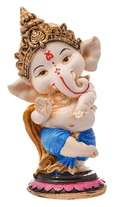 Handcrafted Resin Blessing Ganesh Idol Showpiece for Home Decor Office Table Temple Spiritual Gift Figurine Decorative Statue