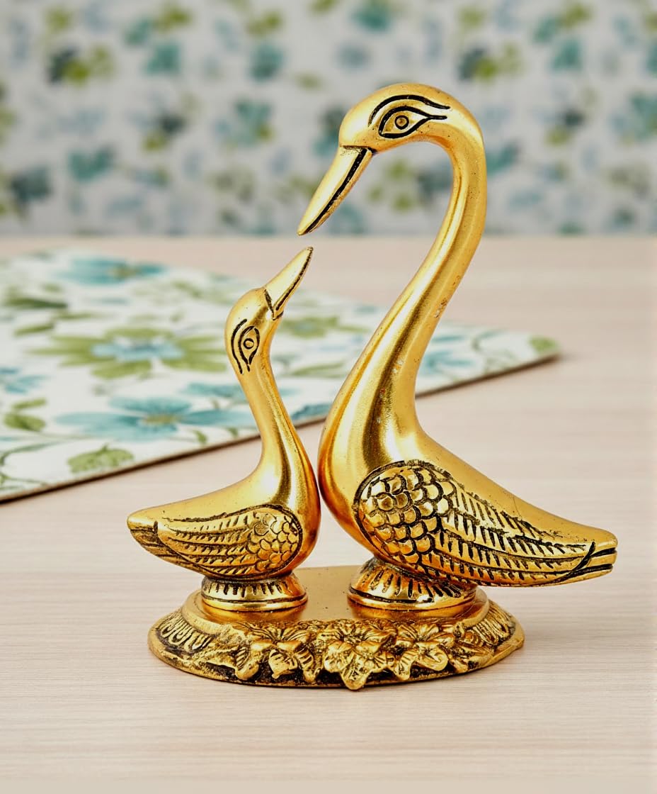 Elegant Brass Swan/Duck Couple Decorative Showpiece – Handcrafted Love Birds for Home Decor & Gifting