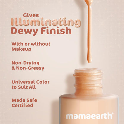 Mamaearth Hydra-Glow Illuminating Drops With Vitamin C & Hyaluronic Acid - 15Ml | All Skin Type Multi-Purpose Primer Drops |Light Moisturizes Skin | Gives Non-Greasy Dewy Finish