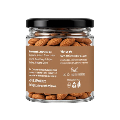 Baniwale Pure California Almonds/Badam Whole, 150g, Real Nuts, High in Fiber, Badam Giri, Rich in Protein, Magnesium, Phosphorus and Dietary Fibre, Nuts & Dry Fruits, Value Pack
