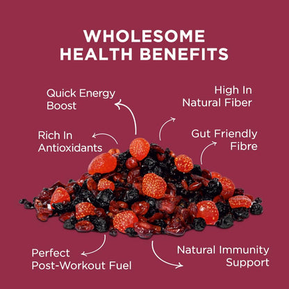 Nutty Gritties Premium Mix Berries 200g | Dried Cranberries, Blueberries, Strawberries & Black Currants | Antioxidant-Rich | Healthy Snack for Kids & Adults | Resealable Pouch