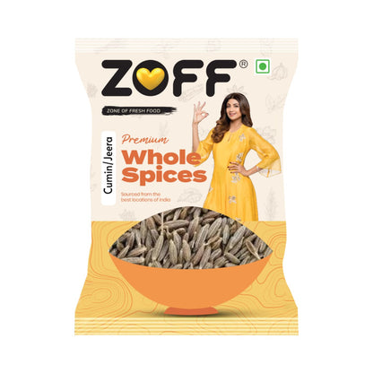 Zoff Whole Cumin Seeds Jeera 200gm - 100% Natural & Fresh - Hygienically Packed, Rich Aroma & Flavor - Nutrient-Rich Spice for Indian Cooking