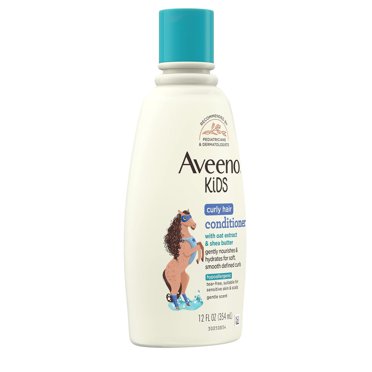 Aveeno Baby Kids Curly Hair Conditioner With Oat Extract & Shea Butter, Gently Nourishes & Hydrates For Defined Curls, Tear-Free & Suitable For Sensitive Skin, Hypoallergenic, 12 Fl. Oz, 1 Count