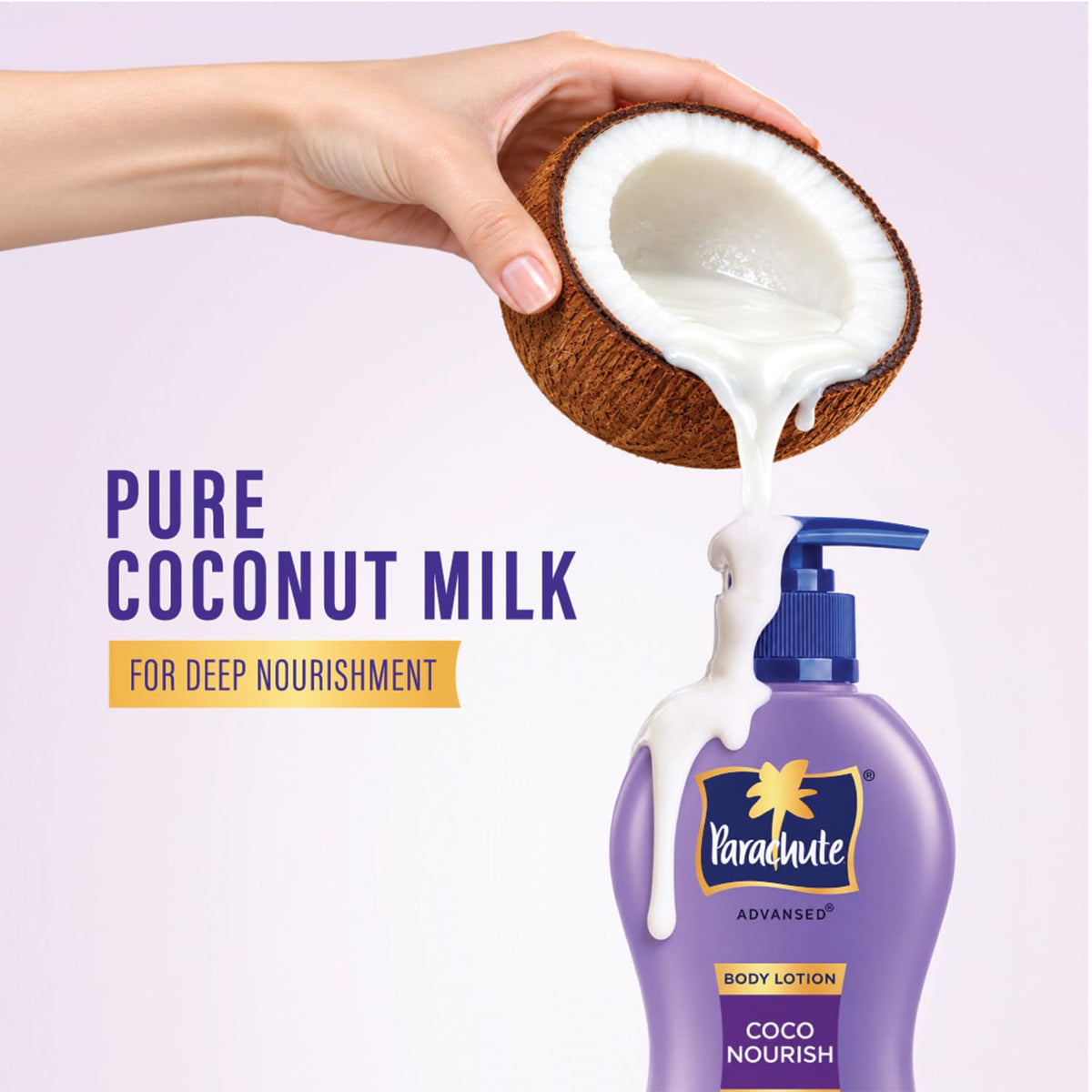Parachute Advansed Coco Nourish Body Lotion with Pure Coconut Milk, 10 Layer Deep Action | 72 Hr | Moisturizer | Deep Nourishment | For Dry Skin | For Women | For Winter | Daily Use 600ml