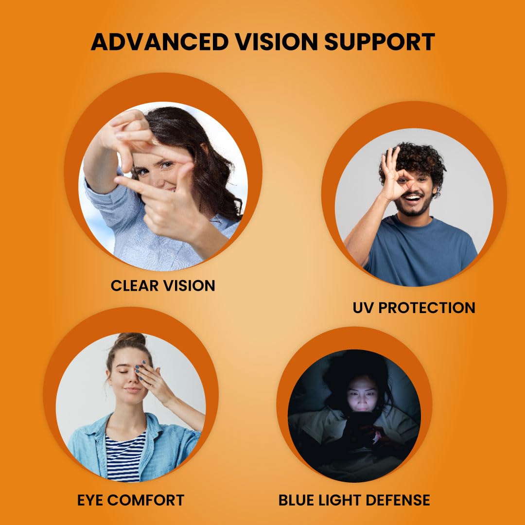 ZEROHARM Holo Eyeris | With Lutein, Zeaxanthin Eye Supplement | Supports Healthy Vision, Helps Reduce Digital Eye Strain & Fatigue from High Screen Time for Men, Women & Students - 90 Tablets