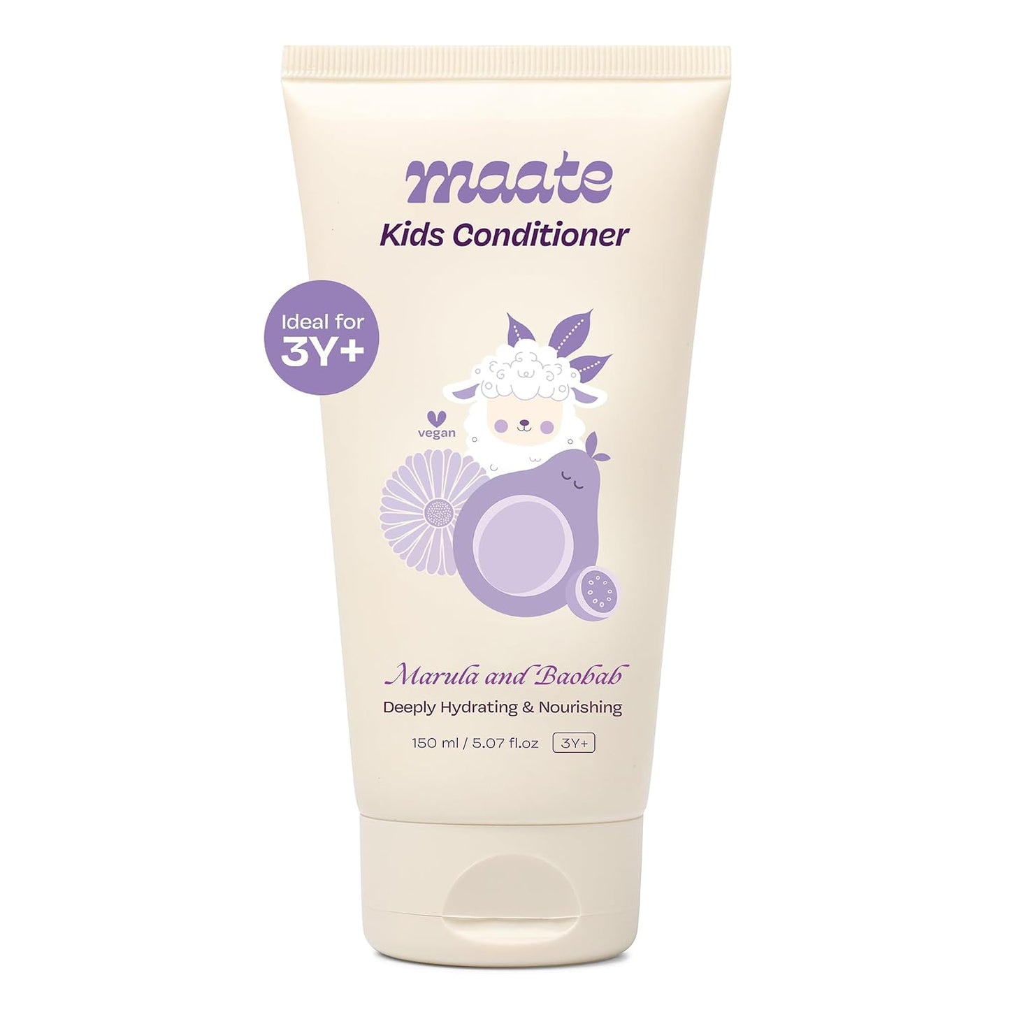 Maate Marula & Baobab Kids Conditioner 150 ml | For Curly & Frizzy Hair | Naturally Nourishes and Hydrates Hair | Enriched With Coconut & Olive Oil | Vegan | Tangle-Free | For Kid 3 Years and Older