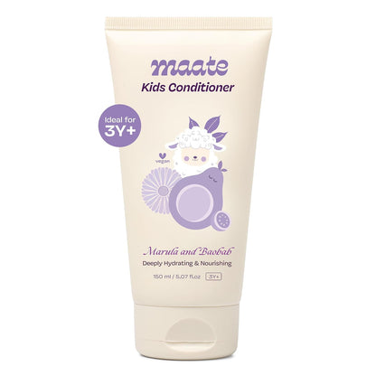 Maate Marula & Baobab Kids Conditioner 150 ml | For Curly & Frizzy Hair | Naturally Nourishes and Hydrates Hair | Enriched With Coconut & Olive Oil | Vegan | Tangle-Free | For Kid 3 Years and Older