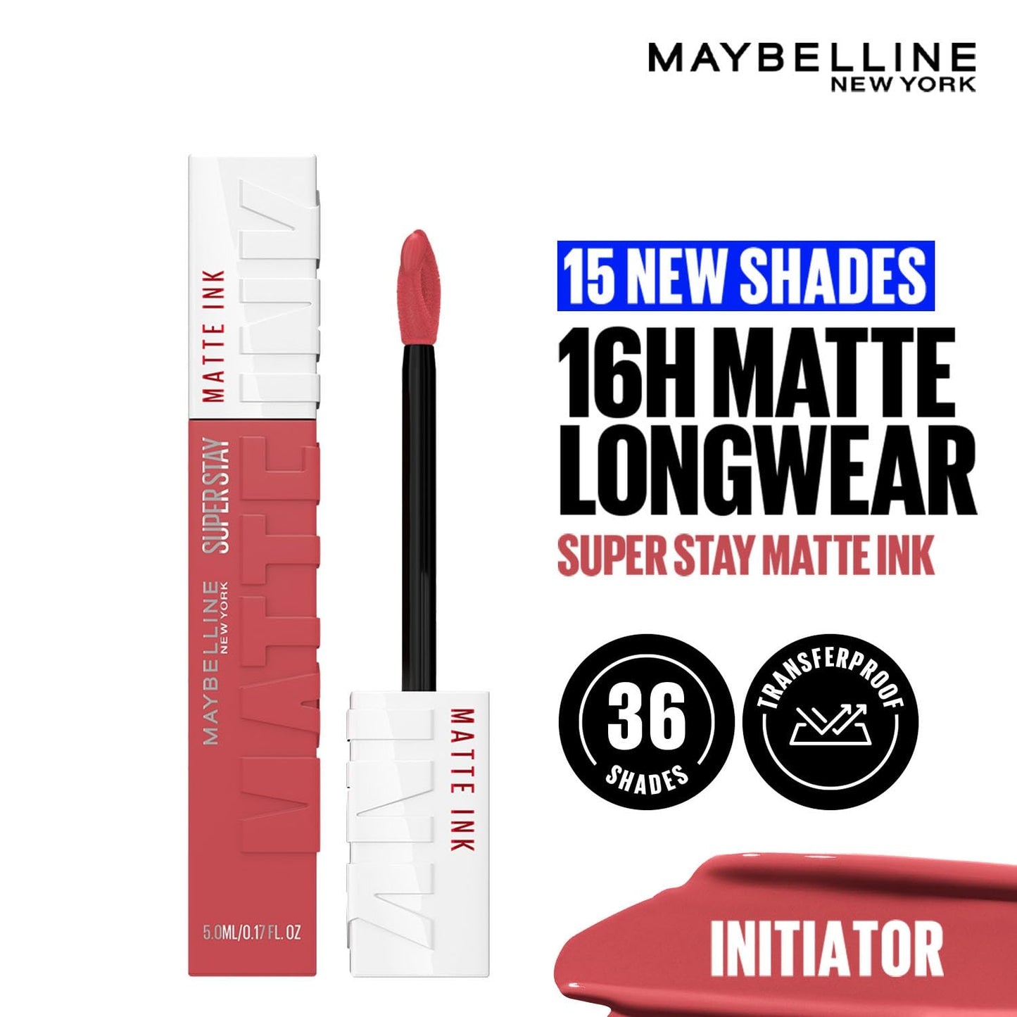 Maybelline New York Liquid Matte Lipstick, Long Lasting, 16hr Wear, Superstay Matte Ink, 170 Initiator, 5ml