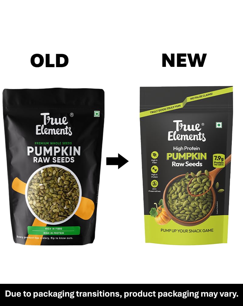 True Elements Pumpkin Seeds - Premium AAA Grade Raw Seeds for Eating | Immunity Booster Seeds | Diet Snacks | High in Protein