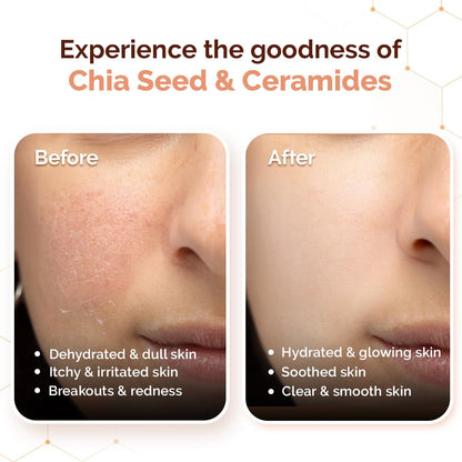 Mamaearth Chia Oil-Free Moisturizer with Chia Seed & Ceramides for Normal to Oily Skin | For Hydrated Glow | 24 Hrs Long-Lasting Hydration | Co-Created with Dermats | Healthy Skin Barrier | Oil-Free Formula | Fragrance Free | 80 g