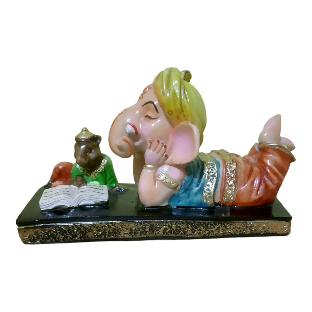 Ganesha Ganesh Ganpati Gajanan Statue Idol Murti Gift Item Decorative Showpiece Multicolor Polyresin Pack of 1 (B007)