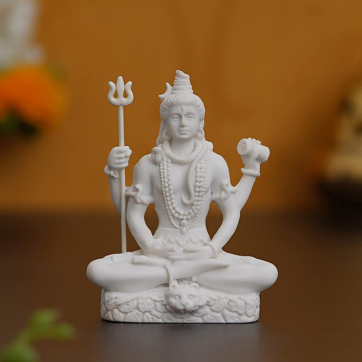 eCraftIndia White Resin Meditating Lord Shiva Statue | Lord Shiva Idol for Home Decor Pooja Room Office Car Dashboard | Shiv Murti | Shiv Idol Gift for Diwali Housewarming Maha Shivratri Birthday