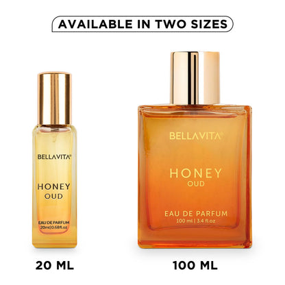 Bella Vita Luxury Honey Oud Unisex Liquid Eau De Parfum With Bergamot, Patchouli, Vanilla Premium, Long Lasting Sweet & Spicy Fragrance, 20ml