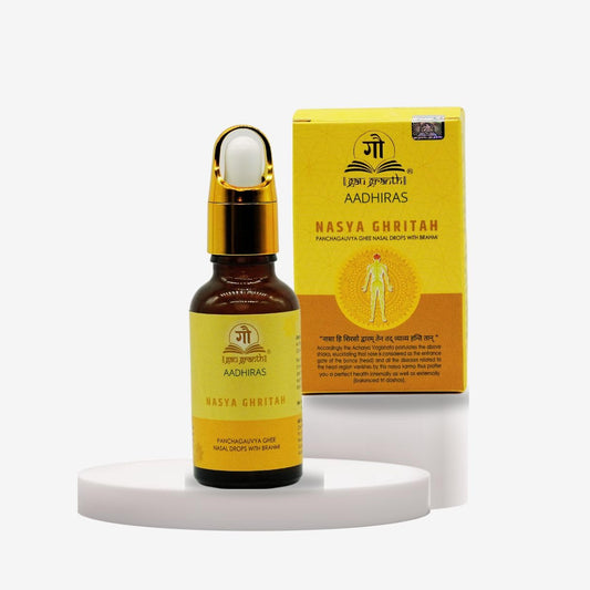 Nasya Ghrita, Nasal Drops - 15ML (Pack Of 1) | Organic And Ayurvedic A2 Nasal Drop for Anxiety Relief & Cognitive Wellness - Ayurvedic Nasya with Natural Intelligence Boost | Ayurvedic Herbs & Pure Cow-Derived Ingredients