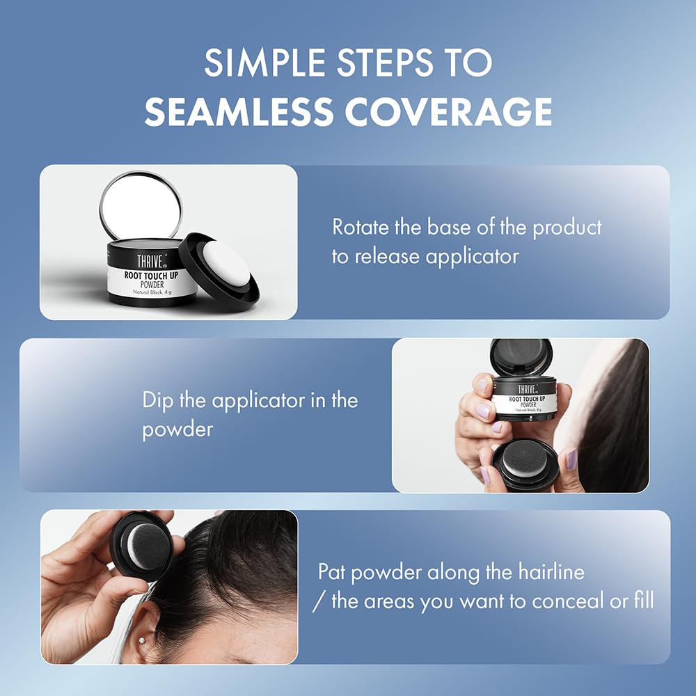Instructions for using a concealer product with text on a blue background