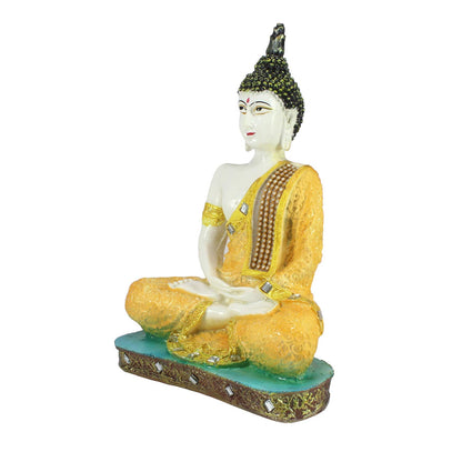 Orange Buddha Decorative Showpiece - 24 cm