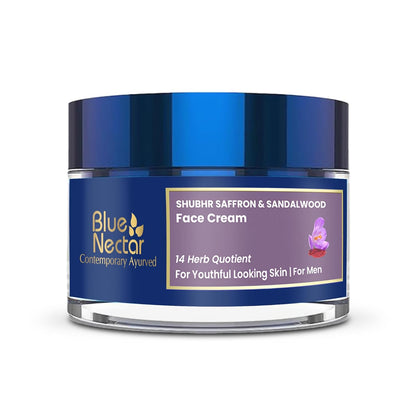 Blue Nectar Saffron Skin Brightening & Anti Aging Cream for Men | Day & Night Men Face Cream for Daily Use | Natural Moisturizer for Skin Glow (14 Herbs, 50g)