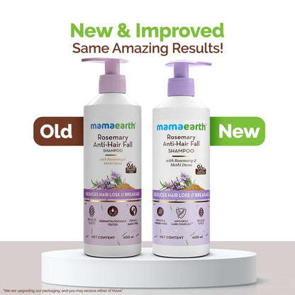 Mamaearth Rosemary Anti-Hair Fall Shampoo With Rosemary & Methi Dana | For Reducing Hair Loss & Breakage | Up To 94% Stronger Hair* | Up To 93% Less Hair Fall | For Men & Women | 400 ml