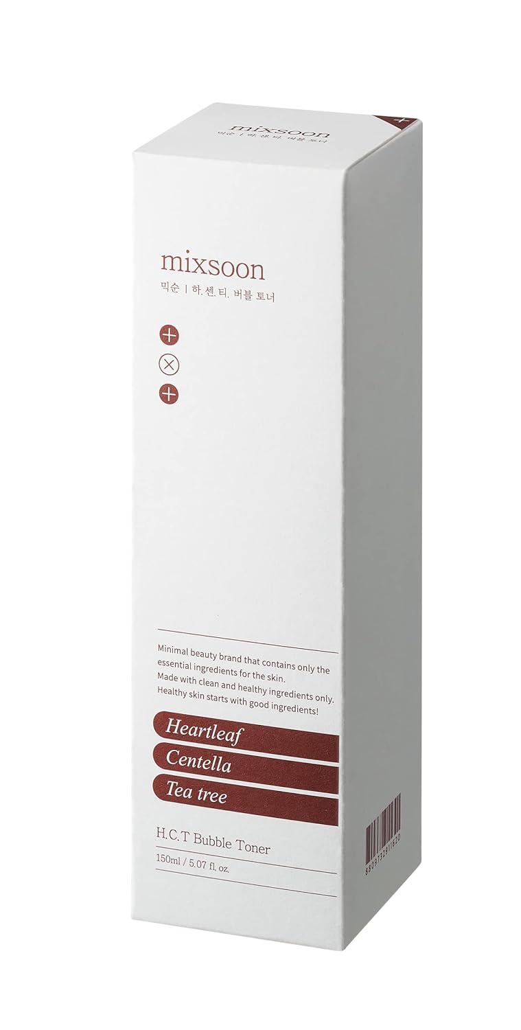mixsoon H.C.T. Bubble Toner (150ml) Korean Gentle Toner with Heartleaf, Centella & Tea Tree, Deep Hydration & Soothing Formula, Balances & Prepares Skin, Removes Impurities, Calms Sensitive & Dry Skin