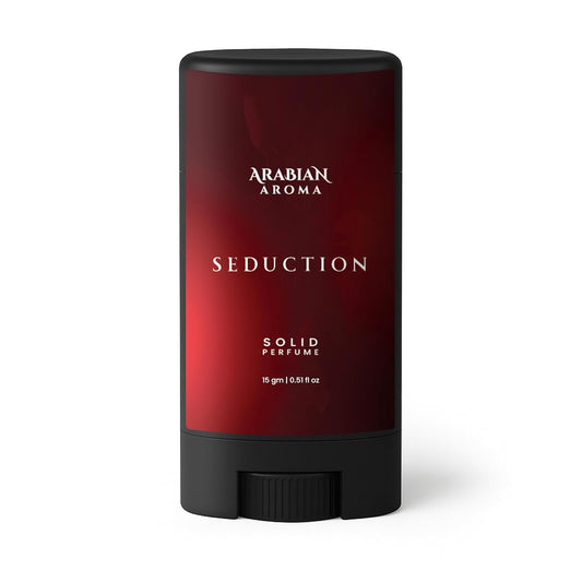 Solid perfume stick by Arabian Aroma on a white background