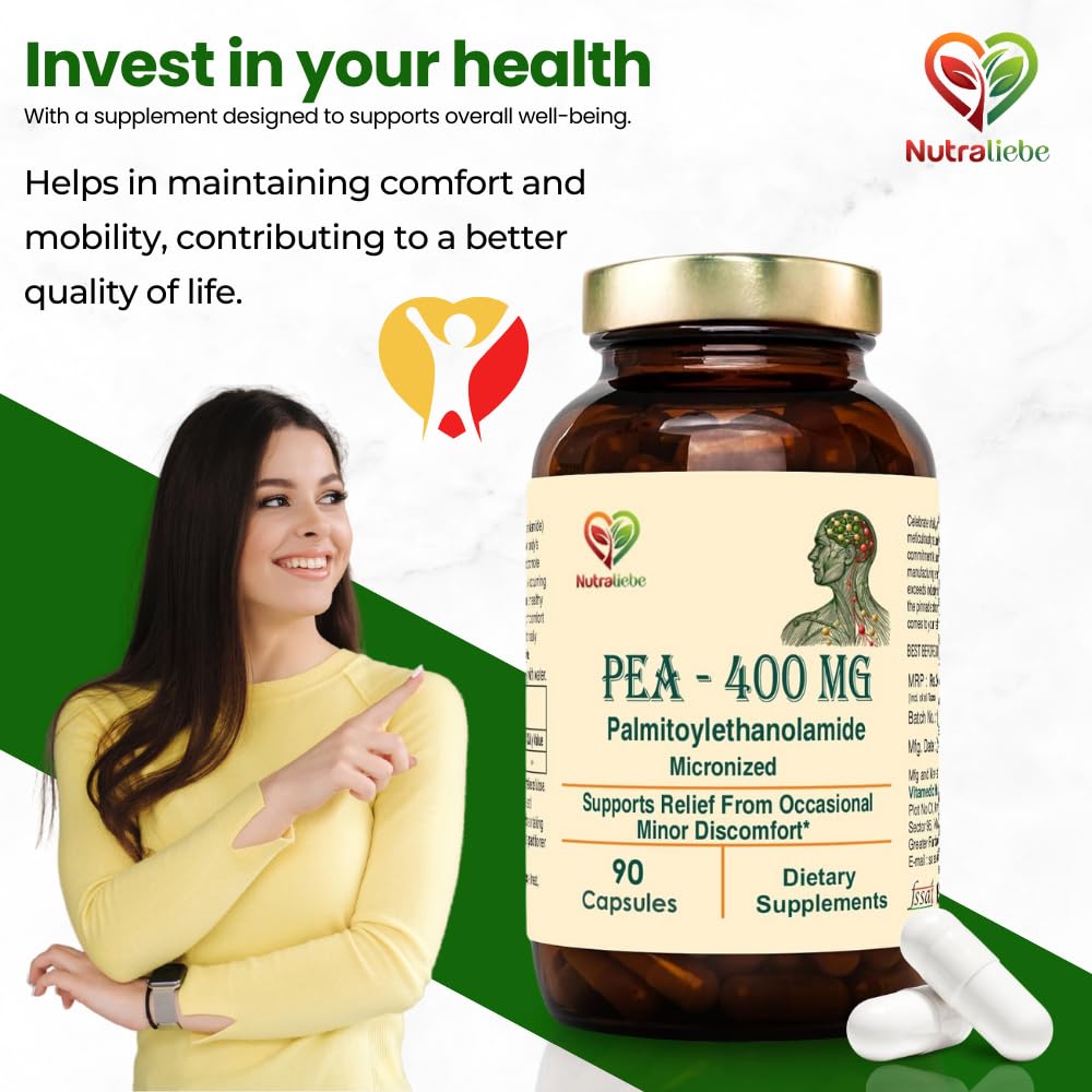 Nutraliebe PEA 400mg (Palmitoylethanolamide) – Supports Joint Comfort, Immune Response, and Nerve Health – 90 Capsules