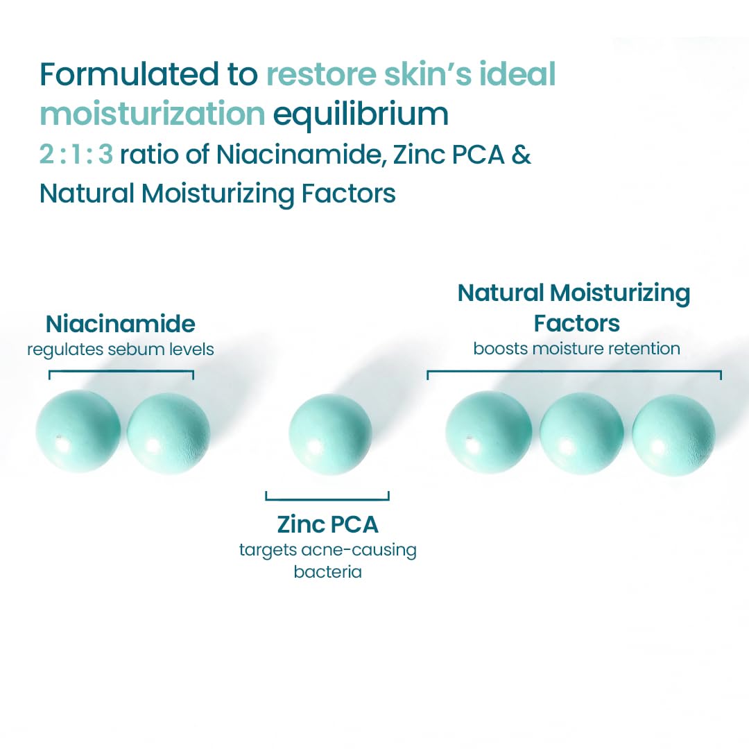 Skincare product with labeled ingredients and their functions on a white background