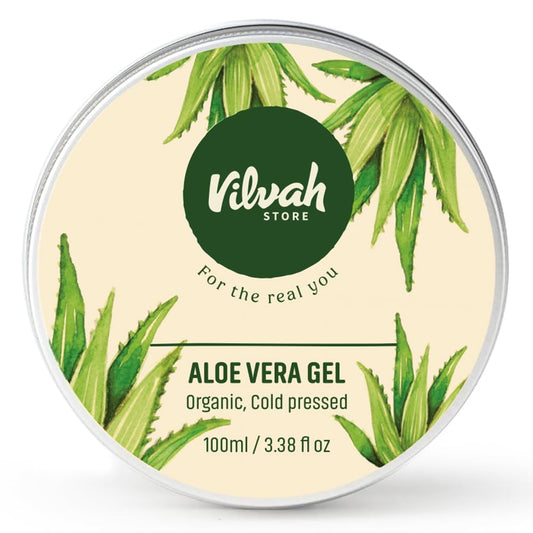 Vilvah Aloe Vera Gel for Face, Skin & Hair | Soothing & Hydrating Gel | Helps Reduce Acne, Calm Irritation & Add Shine to Hair | Lightweight, Hydrating & Non-Sticky Formula | 100ml