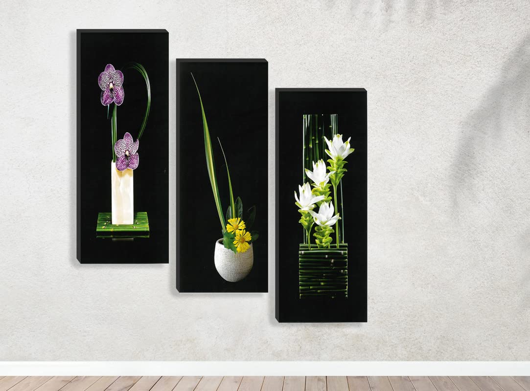 set of 3 Flower Pot UV textured self adeshive wall painting for home decoration SANF-SJ165