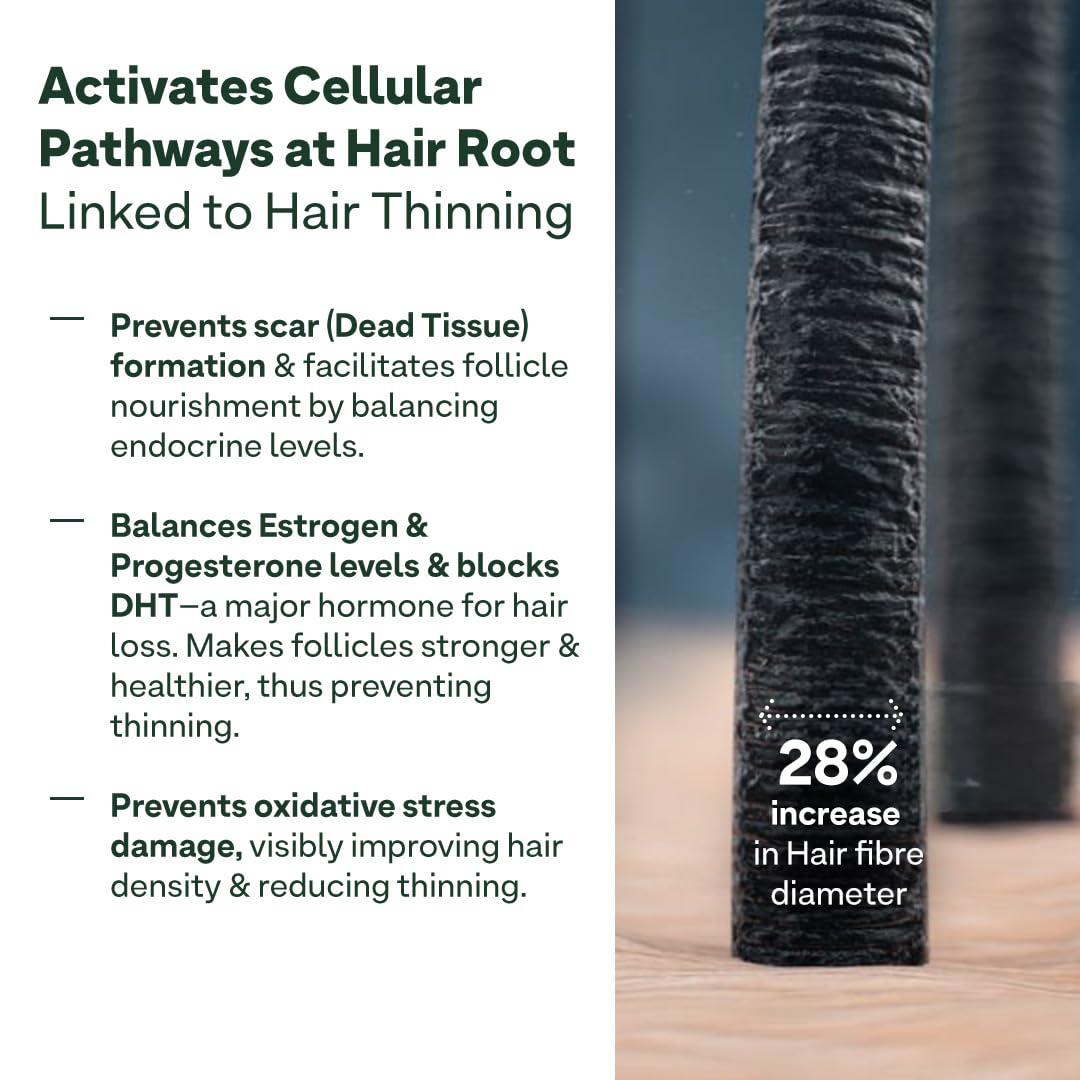 OZiva+ Advanced Hair Growth Actives | Reduces Thinning Hair & Improves Scalp Coverage | Scientist Formulated with Pure Plant Actives | No side effects for Women | 90 Caps
