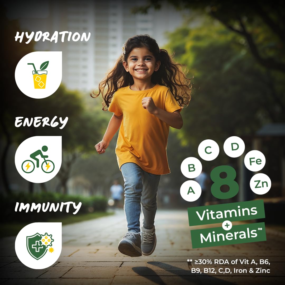 Good Monk Fruit Drink Mix (Natural Pineapple Powder), 50% Less Sugar with 8 Vitamins & Minerals (Vitamin B12, C, D, Iron & more) | Tasty & Healthy Drink Mix for Hydration, Energy, Immunity, 10 Serves