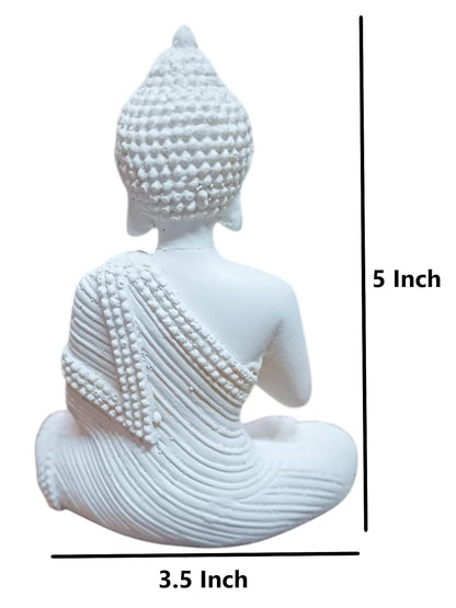 Polyresin White Meditating Buddha Idol Statue || Lord Gautam Buddha Statue Figurine Murti Showpiece for Home Decor, Living Room Decoration, Car Dashboard, Gifting