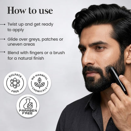 Glamveda Men Hair Color Stick | Instant Root Touch-Up & Grey Hair Cover-Up | Natural Hairline & Beard Touch-Up | Highly Pigmented Hairline Powder Stick | Long-Lasting Matte Finish | Pack of 1