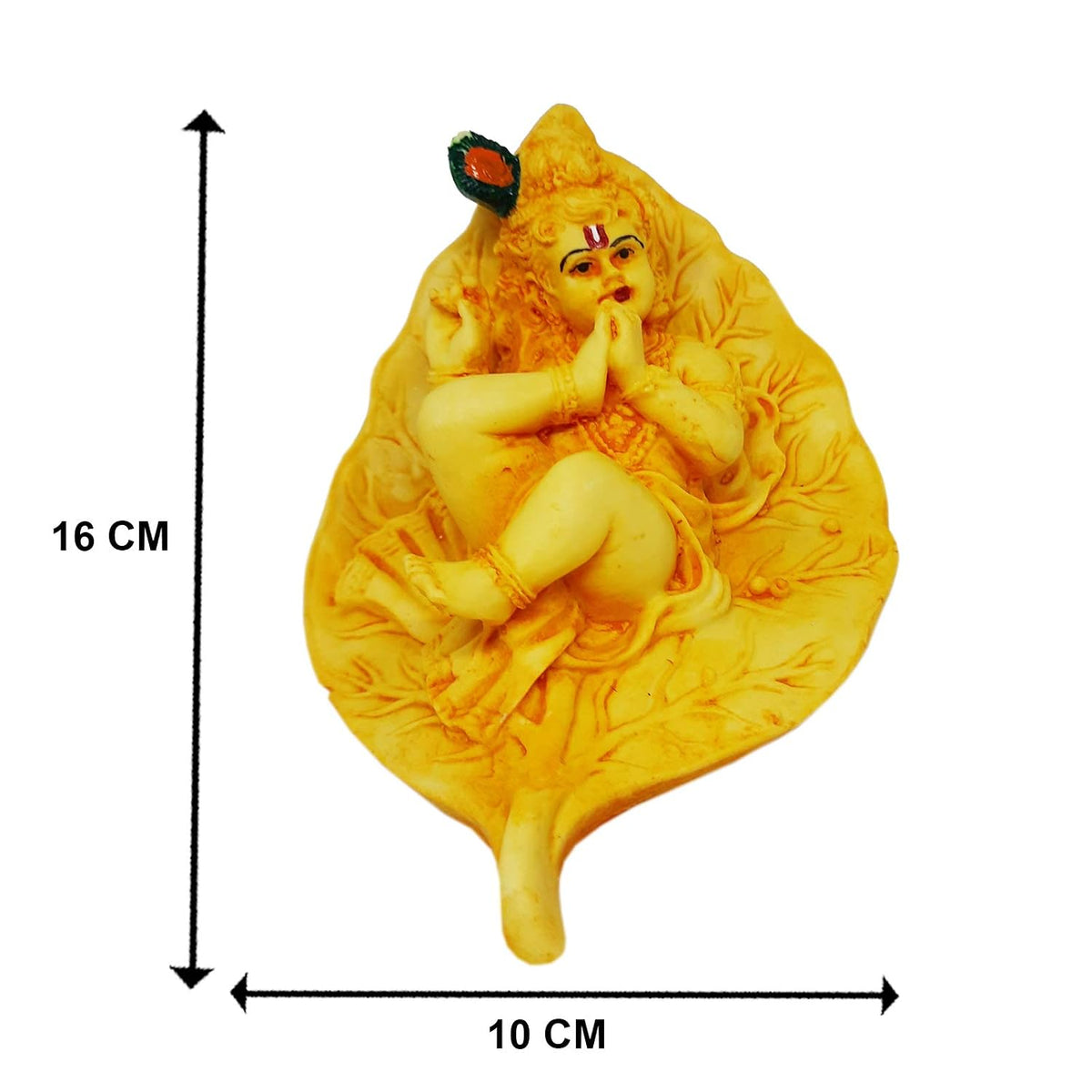 Leaf Lord Krishna Murti Polyresin Statue for Gift Pooja Home Decor,Office Decor Car Dashboard Idol Figurine Showpiece Sculpture Hindu Diwali Gifts