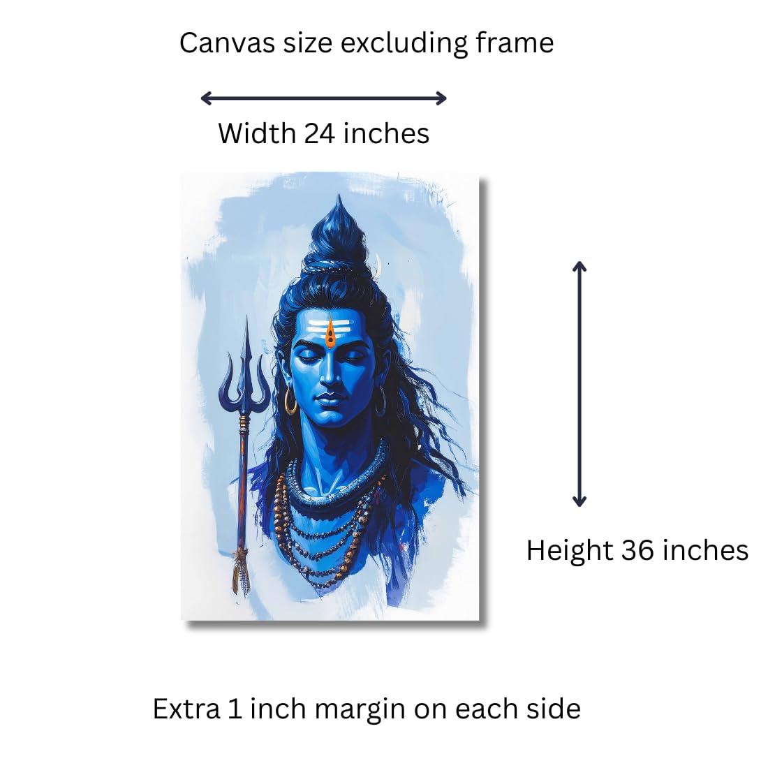 Lord Shiva Canvas Wall Painting | Rolled canvas painting | Shiva Wall Decor for Living Room
