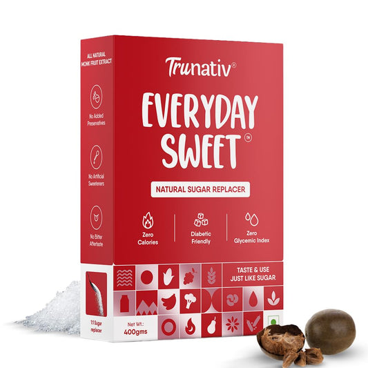 Trunativ Everyday Sweet | Monkfruit Sweetener Powder Loose Sugar Like Sweetener | Zero-Calorie Sugar Substitute | 1:1 Sugar Replacer for Cooking & Baking | Keto & Diabetic Friendly | 400g (Pack of 1)