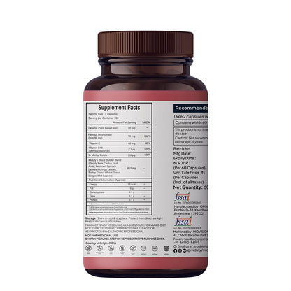 Zephivo Miduty by Palak Notes Organic Blood Builder, Anemia Supplement, Green Amla, Barley Leaves, Beet Root, Organic Iron Supplement, Hemoglobin Booster, Increase HB, Organic Blood Builder Pack - 60 Caps